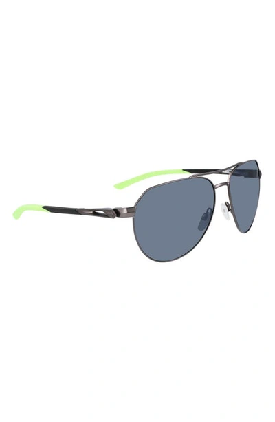 Shop Nike Nine 60mm Aviator Sunglasses In Satin Gunmetal/ Grey Slvr