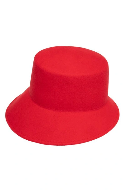 Shop Eugenia Kim Ruby Asymmetric Wool Bucket Hat In Red