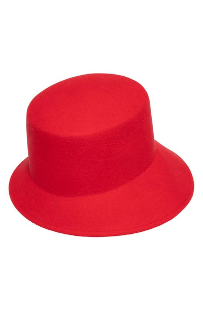 Shop Eugenia Kim Ruby Asymmetric Wool Bucket Hat In Red