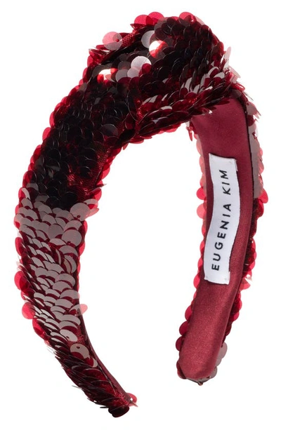 Shop Eugenia Kim Maryn Sequin Knot Headband In Bordeaux