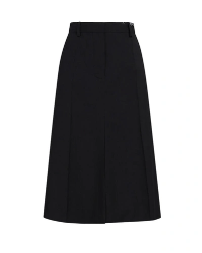 Shop Marni Black Tropical Wool Midi Skirt
