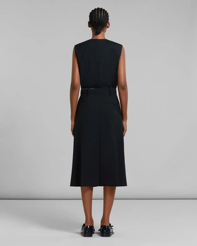 Shop Marni Black Tropical Wool Midi Skirt