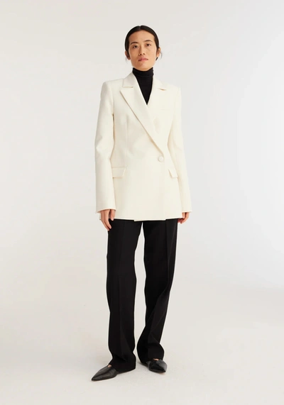 Shop Rohe Tailored Wool Blazer In White