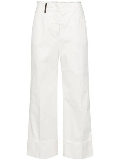 Shop Peserico Wide Leg Trousers In White