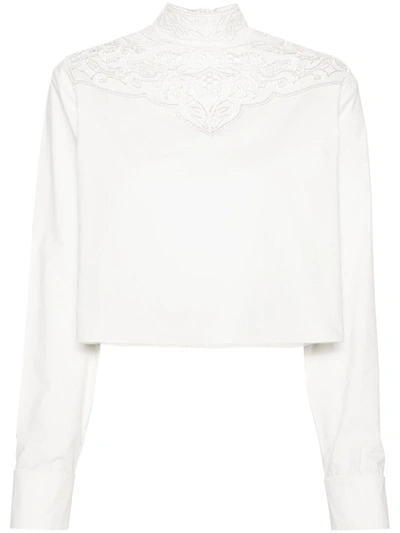Shop Philosophy Di Lorenzo Serafini Broderie Anglaise Shirt In White
