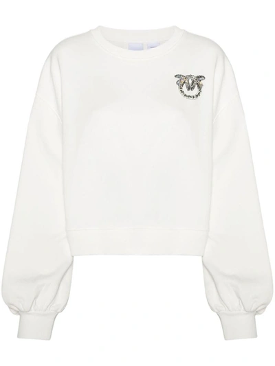 Shop Pinko Love Birds Detail Sweatshirt In White