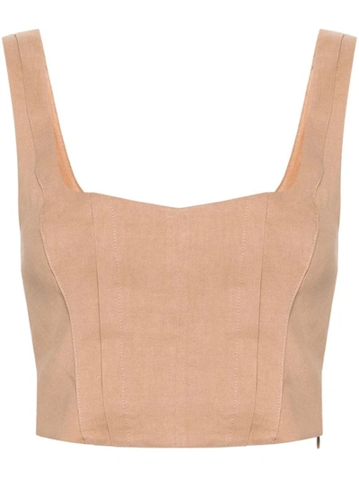 Shop Pinko Square Neck Top In Brown