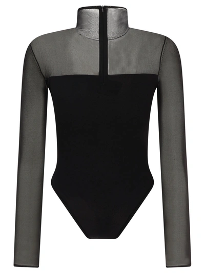 Nensi Dojaka Bodysuit With Asymmetric Line And Sheer Panels