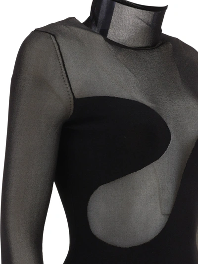 Nensi Dojaka Bodysuit With Asymmetric Line And Sheer Panels