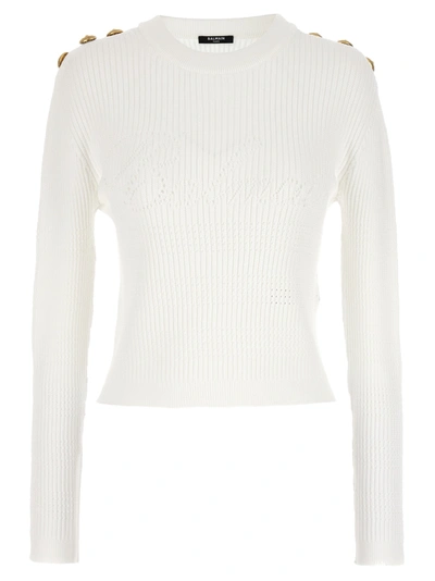Shop Balmain Sweater, Cardigans White