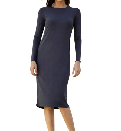 Daniella Faye Basic Ribbed Dress In Grey In Grey
