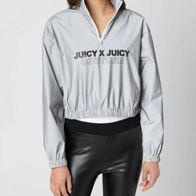 Shop Juicy Couture Women's Reflective Half Zip Up Jacket In Silver