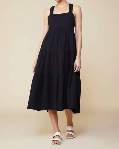 Skies Are Blue Cotton Cross Back Midi Dress In Black In Black