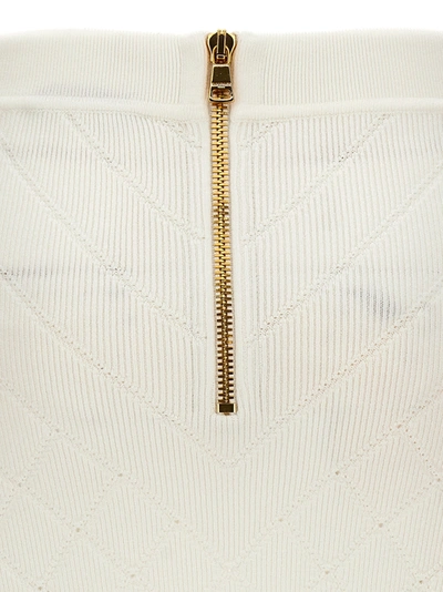 Shop Balmain Logo Button Knitted Skirt Skirts White