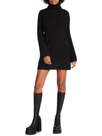 Shop Steve Madden Abbie Womens Knit Short Sweaterdress In Black