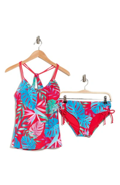 Shop Next By Athena Matuka Shirred Two-piece Swimsuit In Hibiscus Red