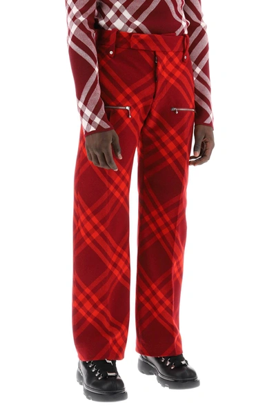 Shop Burberry Check Wool Pants Men In Red