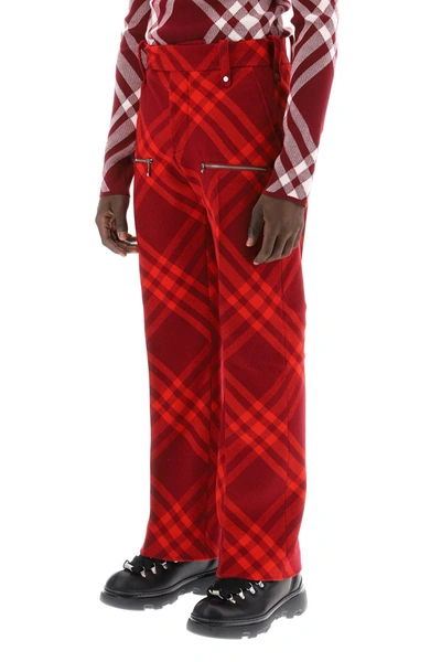 Shop Burberry Check Wool Pants Men In Red
