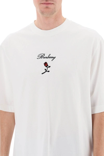 Shop Burberry Loose Fit T-shirt With Rose Men In White