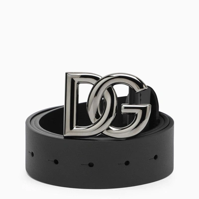 Shop Dolce & Gabbana Dolce&gabbana Black Belt With Rutenium Dg Plaque Men