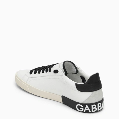 Shop Dolce & Gabbana Dolce&gabbana Portofino Vintage White/black Leather Trainer Men