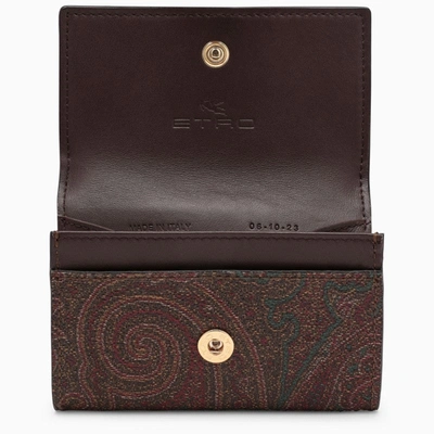 Shop Etro Paisley Wallet In Coated Canvas Men In Brown