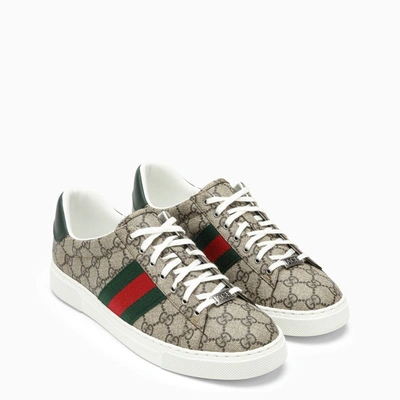 Shop Gucci Ace Low Trainer With Web Detail Men In Cream
