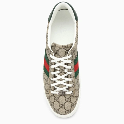 Shop Gucci Ace Low Trainer With Web Detail Men In Cream