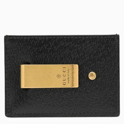 Gucci Gg Marmont Black Leather Money Clip Men In Black