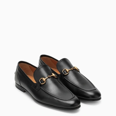 Shop Gucci Black Leather Jordaan Loafers Men