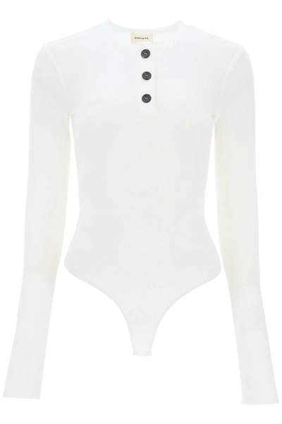 Shop Khaite Janelle Ribbed Bodysuit Women In White