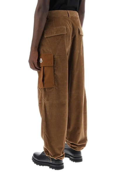 Shop Moncler Corduroy Cargo Pants Men In Brown