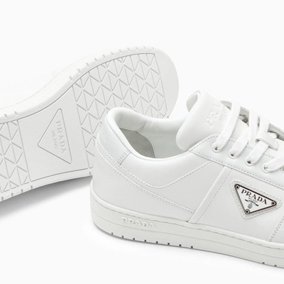 Shop Prada White Leather Downtown Sneakers Men