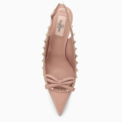 Shop Valentino Garavani Rockstud Bow Slingback In Rose Canelle Patent Leather Women In Pink