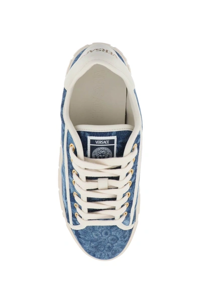 Shop Versace Barocco Greca Sneakers Women In Blue