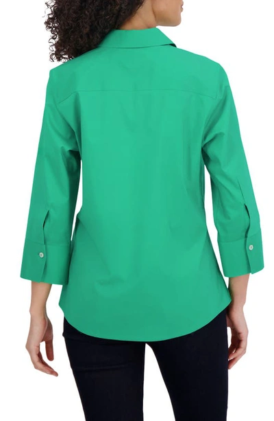 Foxcroft Mary Button-up Blouse In Kelly Green
