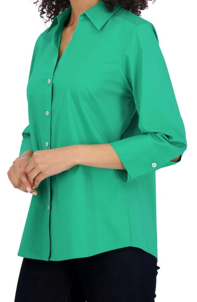 Foxcroft Mary Button-up Blouse In Kelly Green