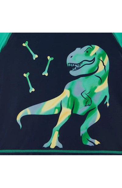 Andy & Evan Infant Boys Dinosaur Graphic Raglan Rash Guard And Board Short In Navy