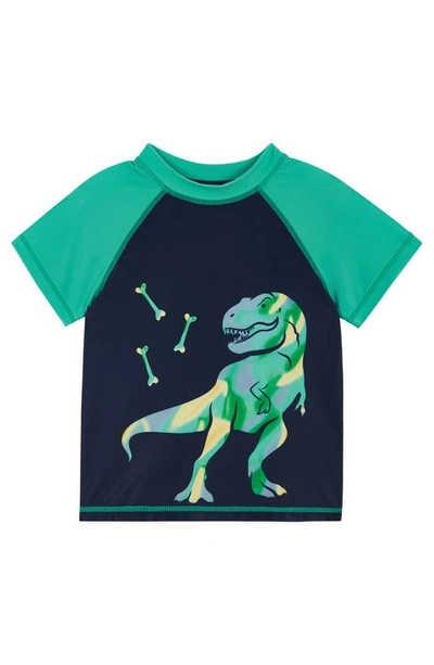 Andy & Evan Infant Boys Dinosaur Graphic Raglan Rash Guard And Board Short In Navy