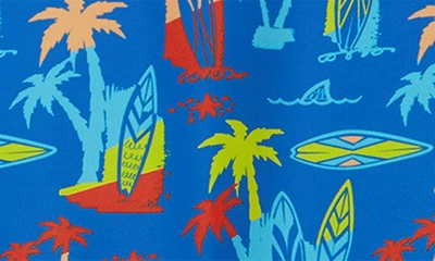 Shop Andy & Evan Surfboard Print One-piece Rashguard Swimsuit & Sun Hat Set In Blue Surf