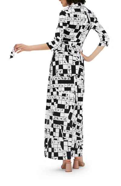Shop Diane Von Furstenberg Abigail Crossword Puzzle Silk Maxi Dress In Dvf 50th Crossword