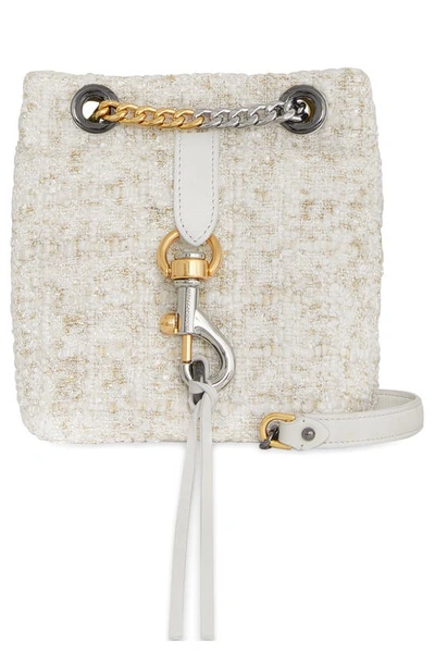 Shop Rebecca Minkoff Mini Edie Bouclé Convertible Bucket Bag In Camel/ Paper