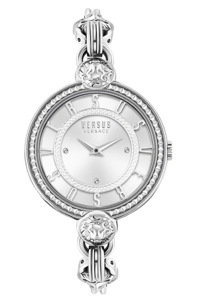 Shop Versus Versace Les Docks Crystal Bracelet Watch, 36mm In Stainless Steel