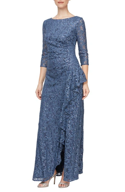 Shop Alex Evenings Sequin Lace A-line Gown In Wedgewood