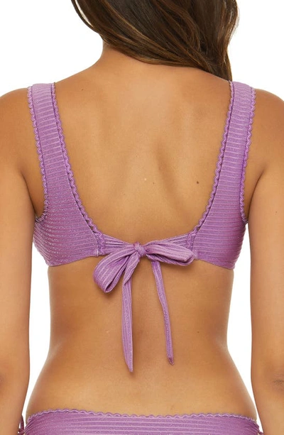 Shop Becca Celeste Sparkle Rib Bikini Top In Viola