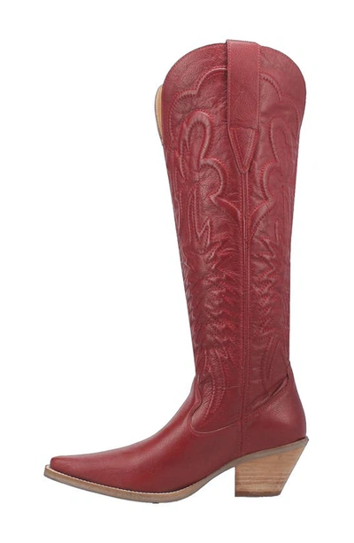 Dingo Raisin Kane Knee High Western Boot In Red