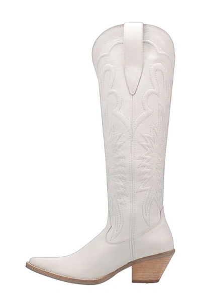 Dingo Raisin Kane Knee High Western Boot In White
