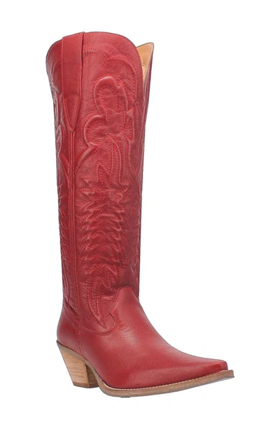 Dingo Raisin Kane Knee High Western Boot In Red