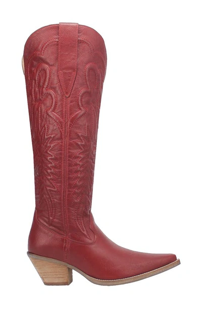 Dingo Raisin Kane Knee High Western Boot In Red