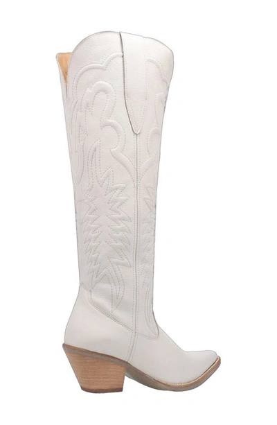 Dingo Raisin Kane Knee High Western Boot In White